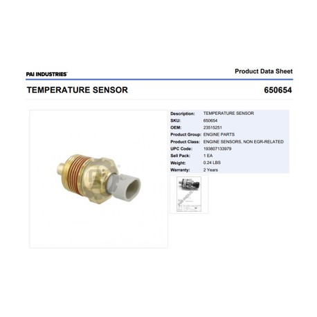 SENSOR TEMP. S-60 1" NPT 650654 PAI