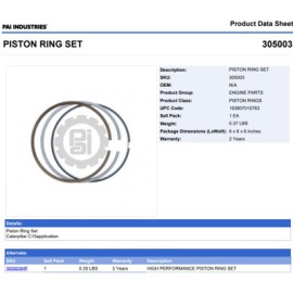 ANILLOS 305003 1-PISTON CAT C15 ACERT(SERIES BX5,MX5,NX5) PAI