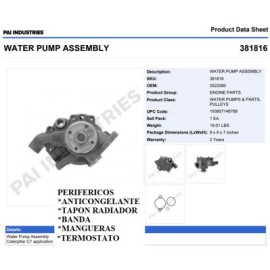 BOMBA DE AGUA 381816 CAT C7 C/PLACA 10R5406 PAI