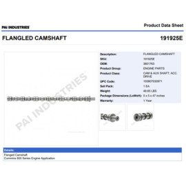 ARBOL LEVAS 191925E C/R CUMMINS 350 3000850 3021588 3020914 3801047 3049023 ((P-5) EXCEL