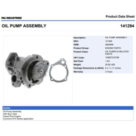 BOMBA ACEITE DIENTE PAREJO CUMMINS N14 CELECT 141294E PAI
