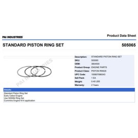 ANILLOS 505057 1-PISTON TRITECH CUMMINS 350,N14 4089489 PAI