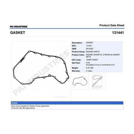 EMP TAPA DIST. SERIE B 6CIL B.ROTATIVA (RAM) 131441 PAI