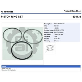 ANILLOS 505139 1-PISTON CUMMINS ISC ISL S/EGR PAI