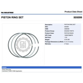ANILLOS 505099 1-PISTON CUMMINS ISM C/EGR PAI