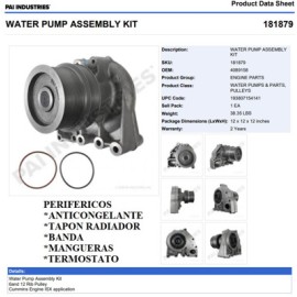 BOMBA DE AGUA 181879 CUMMINS ISX 6/12 RAN. PAI