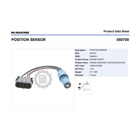 SENSOR POSICION ARBOL/CIG. L10,N14,M11 ISM 2872362, 4984223 050700 PAI