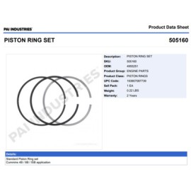 ANILLOS 505160 1-PISTON STD CUMMINS ISB 4.5/6.7 4955366 PAI