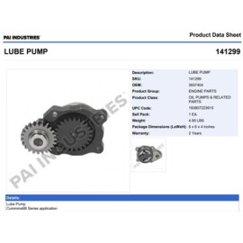 BOMBA ACEITE 141299 CUMMINS SERIE B 4/6 CIL, ISB 12 VAL 3937404 PAI