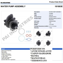 BOMBA AGUA 181883E CUMMINS ISM 3 BARR. FLECHA CORTA EXCEL