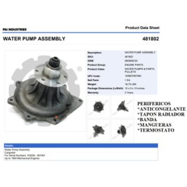 BOMBA DE AGUA 481802 NAVISTAR DT 466 MEC. ANT 1993 LADO RECTO PAI