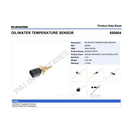 SENSOR NIVEL REFRIGERANTE DD15 650664 PAI