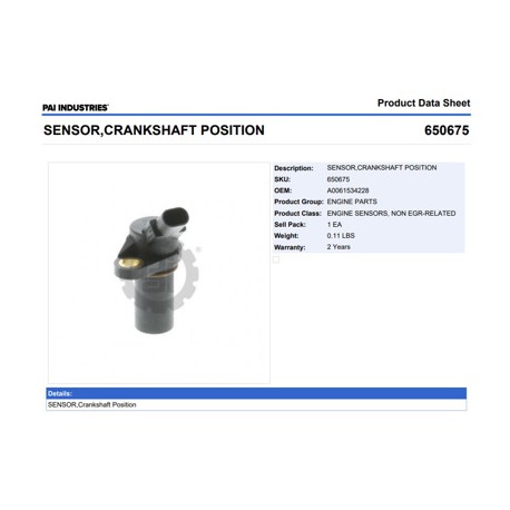 SENSOR POSICION CIGÜEÑAL DD15 650675 PAI