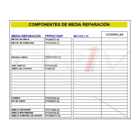 MEDIA REP STD S/PISTONES CAT C15 FP